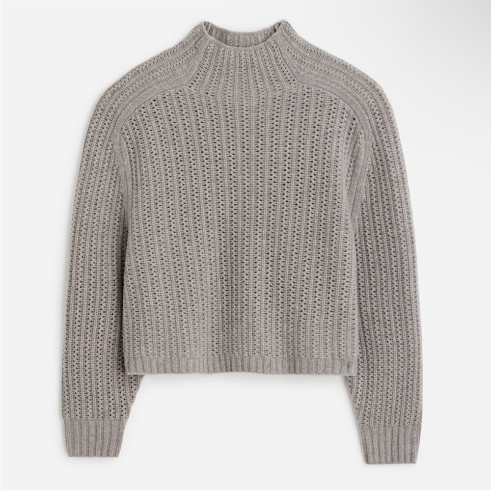 Madewell heather pewter Pointelle-Stitch Mockneck Sweater